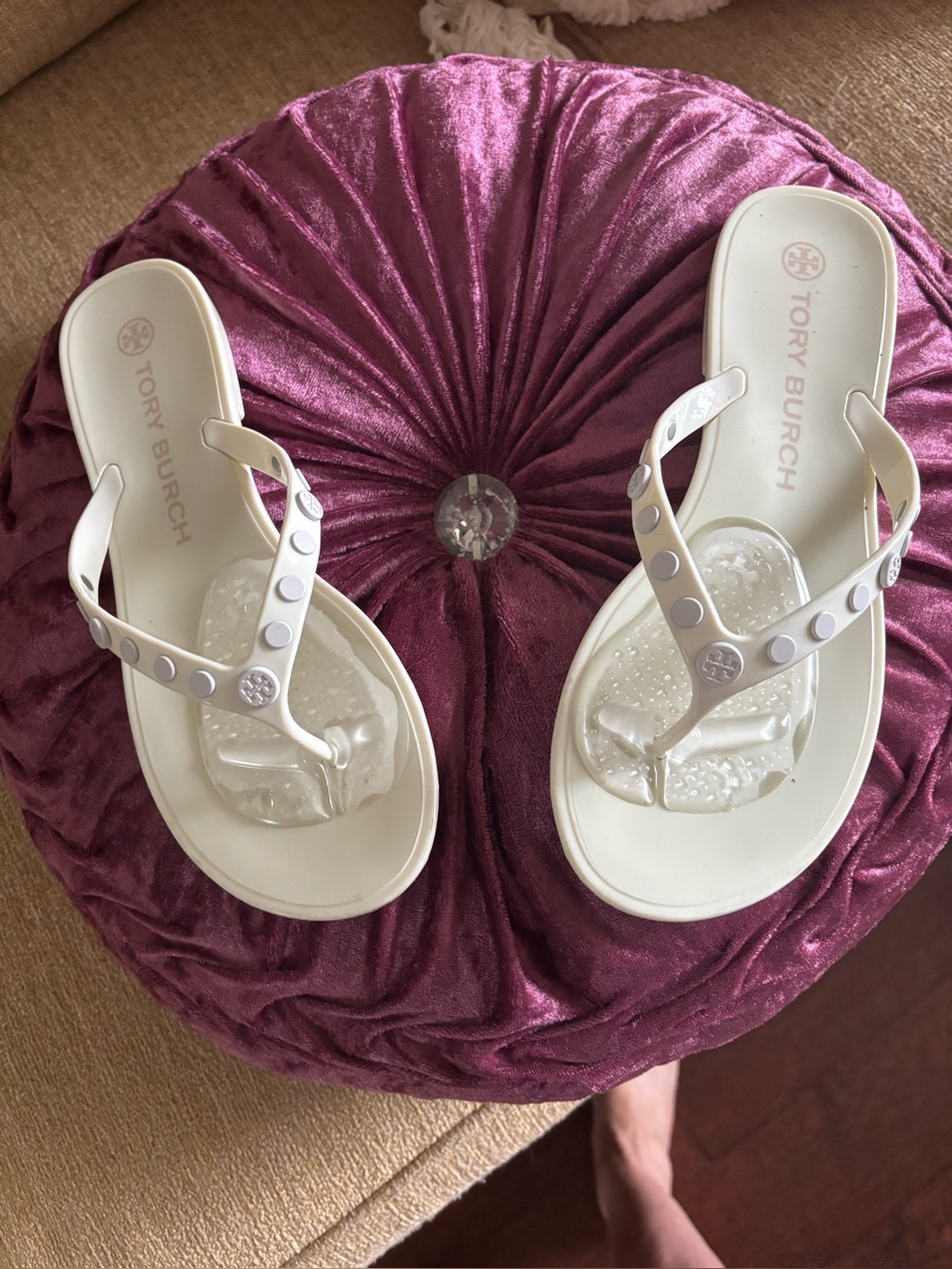 Tory Burch White Flip Flops